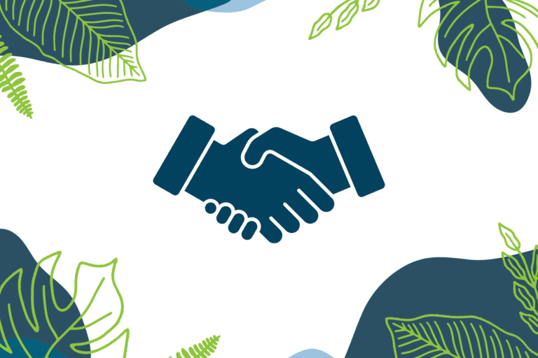 how to choose a digital marketing agency for your small business, handshake icon on floral background