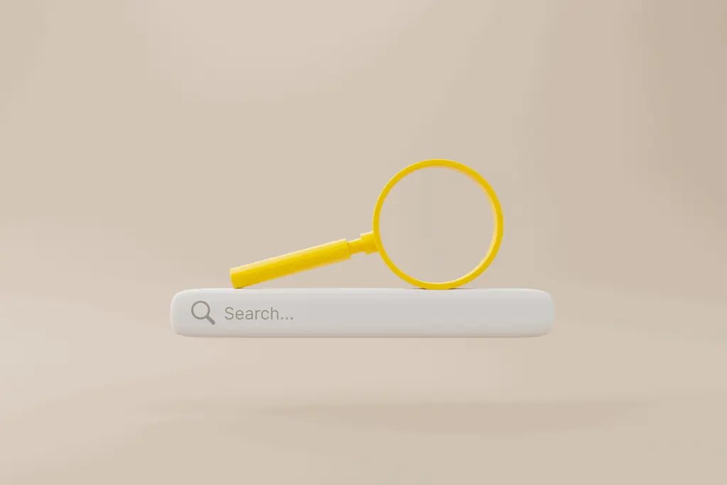 search bar with yellow magnifying glass