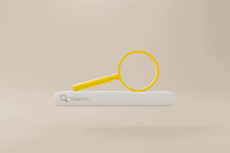 search bar with yellow magnifying glass
