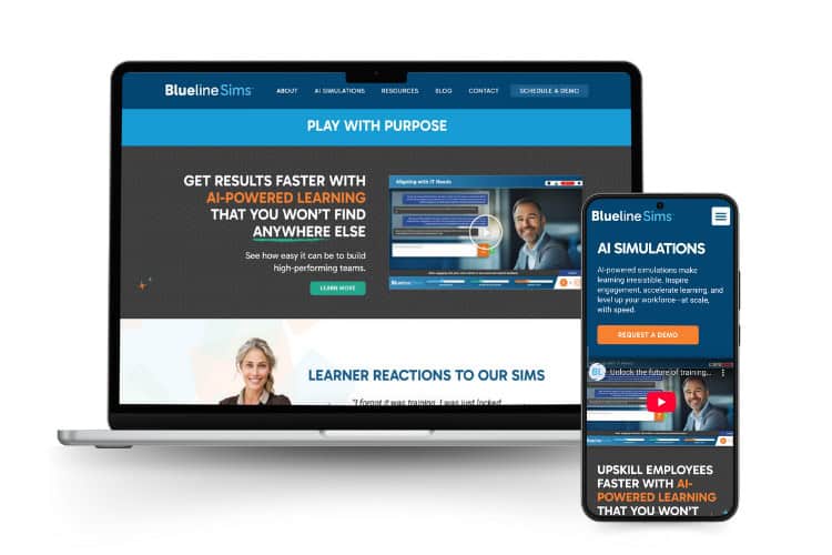 Blueline website on computer and phone