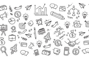 content marketing for startups, business doodles
