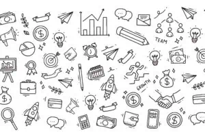 content marketing for startups, business doodles
