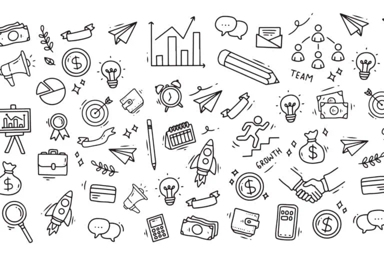 content marketing for startups, business doodles