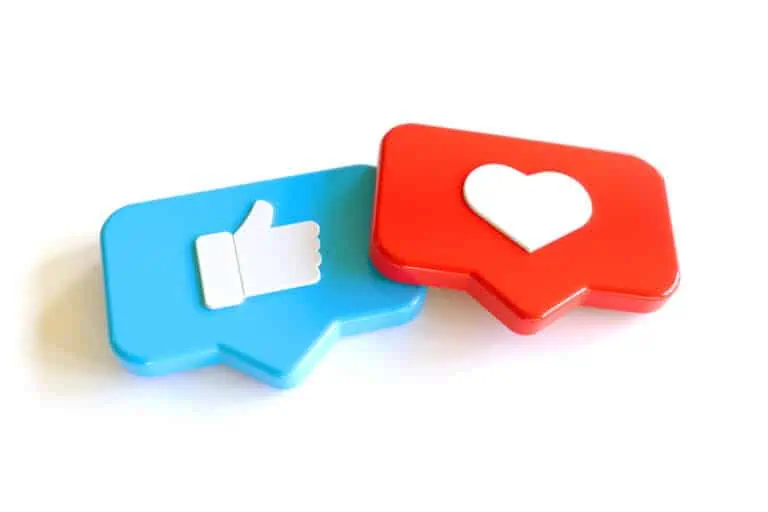 influence of social media marketing activities on customer loyalty, thumbs up and heart icon