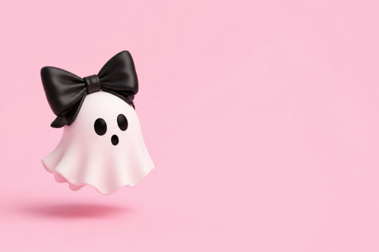 contact form testing, ghost on pink background