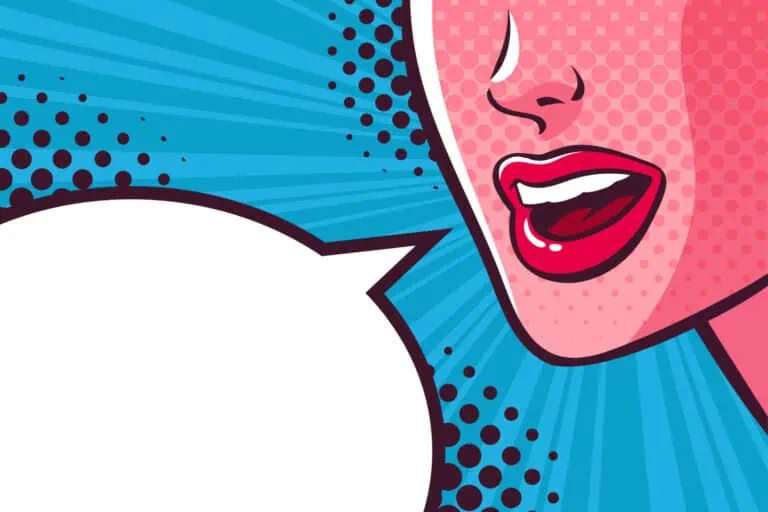 How to get free publicity for your small business, cartoon woman lips with conversation bubble