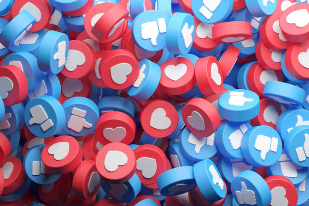 vanity metrics social media likes and love icons