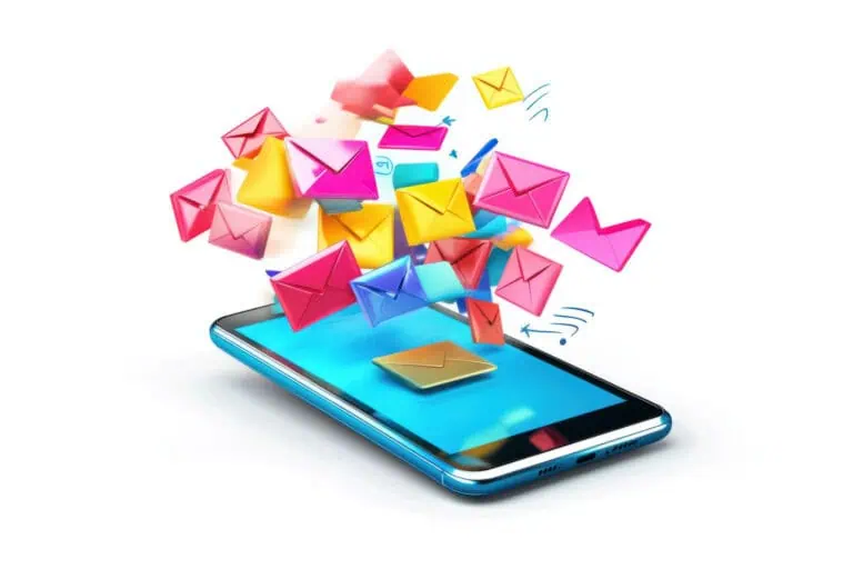 Many email icons above cell phone, how many emails should i send to my customers