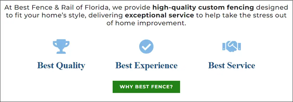 High-quality custom fencing installation in Florida emphasizing best quality, experience, and service for home improvement.