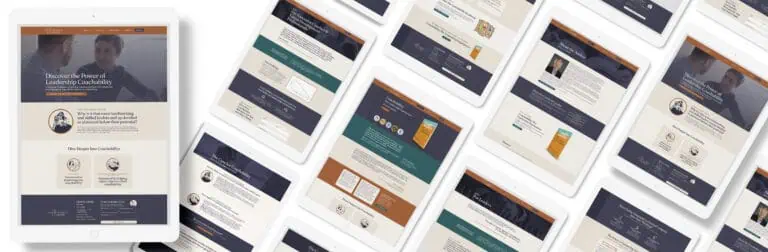 Coachable leadership development program on a tablet screen, featuring a professional coaching and training website for leaders, with emphasis on coachability and leadership growth.