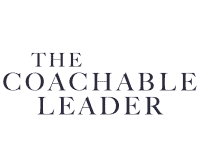 Coachable leader concept with dark background and large text on screen.
