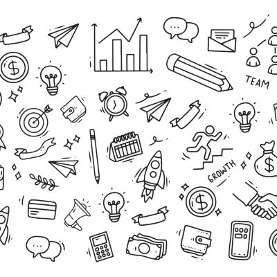 content marketing for startups, business doodles