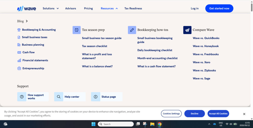 Wave mega menu example